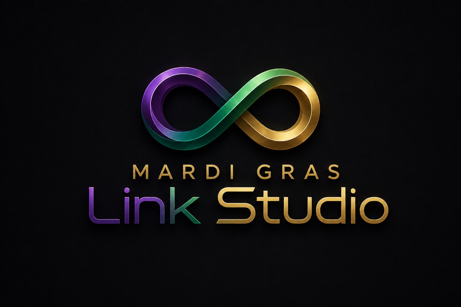 Mardi Gras Link Studio infinity-ribbon logo